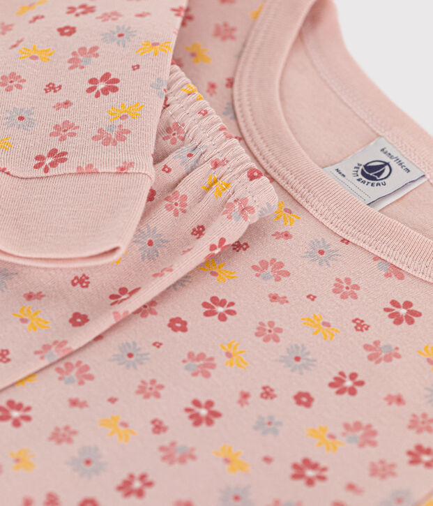 Children's Pyjamas in Floral Print Cotton pink/white