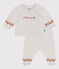 Babies' two-piece knitted outfit with a ‘P'tit Cœur’ print MONTELIMAR beige/MULTICO white