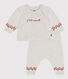 Babies' two-piece knitted outfit with a ‘P'tit Cœur’ print