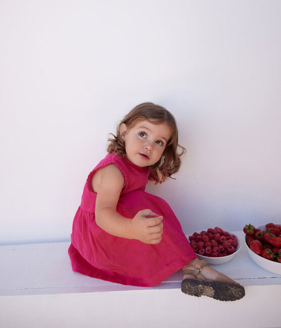 Babies' Sleeveless Linen Dress DELHI pink