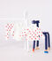 Babies' three piece heart print cotton wrapover top set MARSHMALLOW white/TERKUIT red