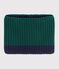 Children's two-tone knitted gloves lined in fleece green/blue