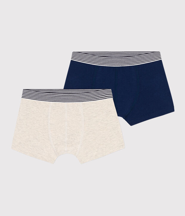 Boys' Plain Cotton and Elastane Boxer Shorts - 2-Pack multicolor