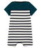Baby boys' Shortie in heavy striped jersey PINEDE green/MARSHMALLOW white/SMOKING