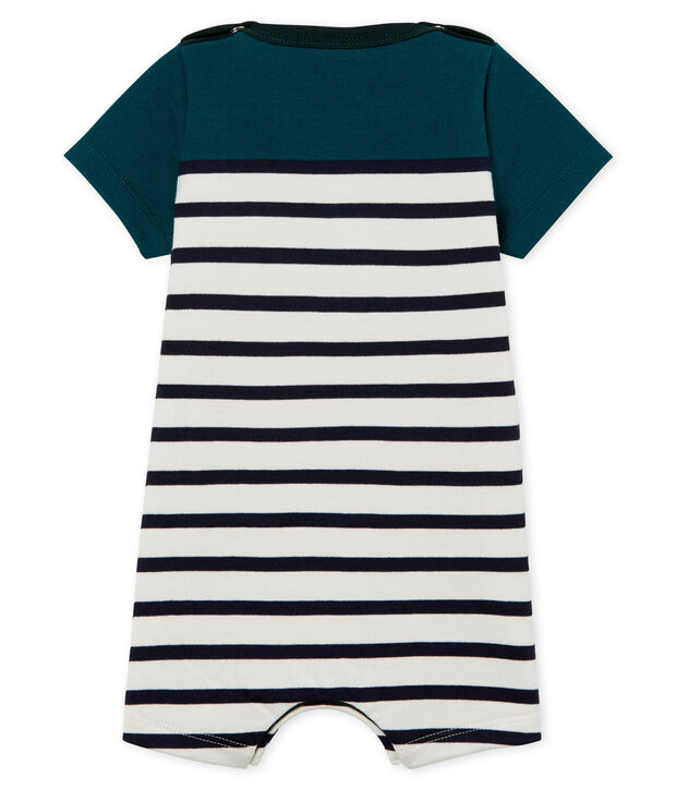 Baby boys' Shortie in heavy striped jersey green/white/blue