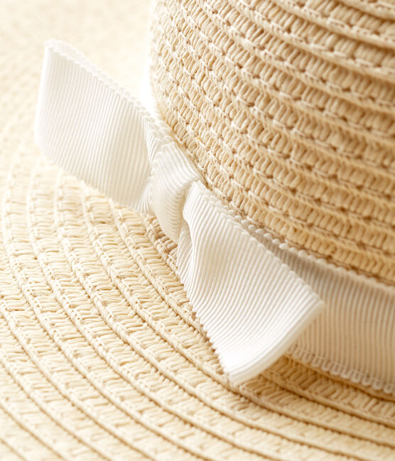 Straw hat for baby girls NATUREL pink