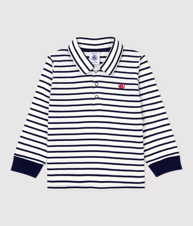 Babies' Cotton Polo Shirt white/blue