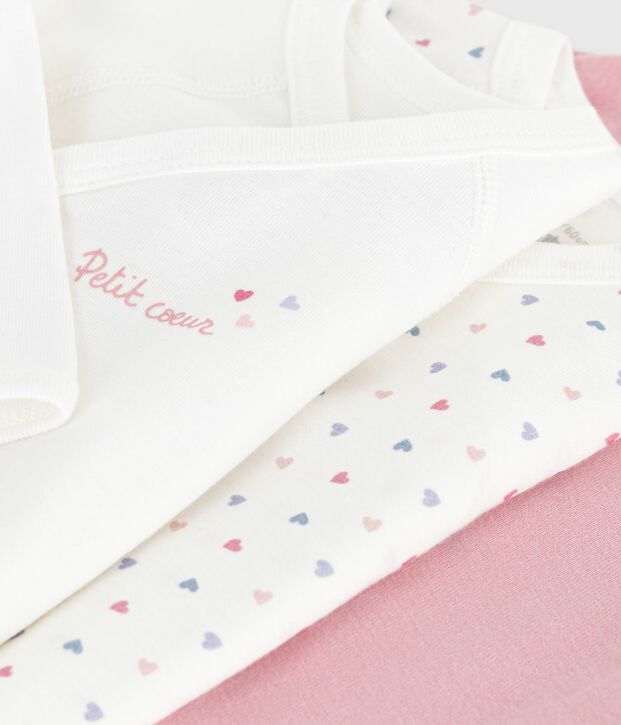 Pack of babies' long-sleeved printed cotton wrapover bodies multicolor