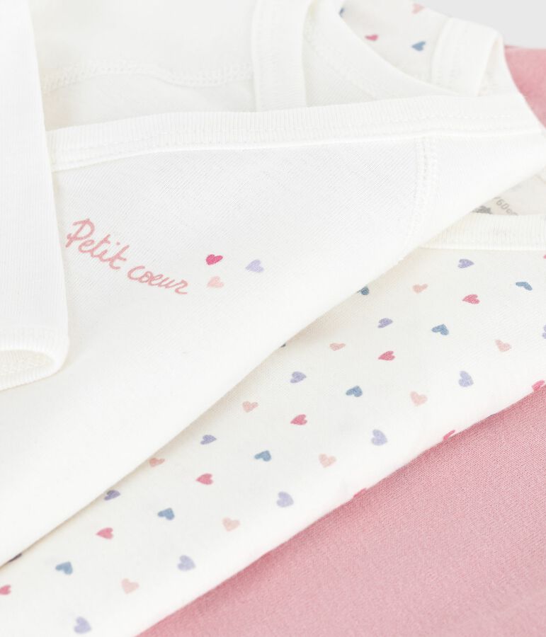 Pack of babies' long-sleeved printed cotton wrapover bodies multicolor