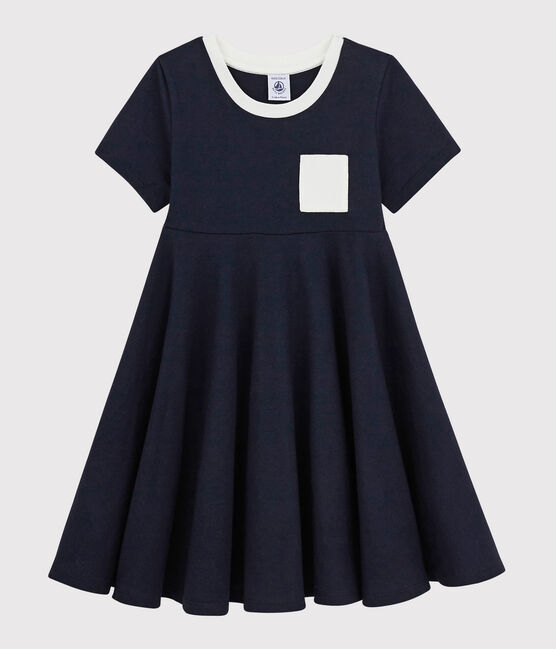 Girls' Short-Sleeved Jersey Dress SMOKING blue