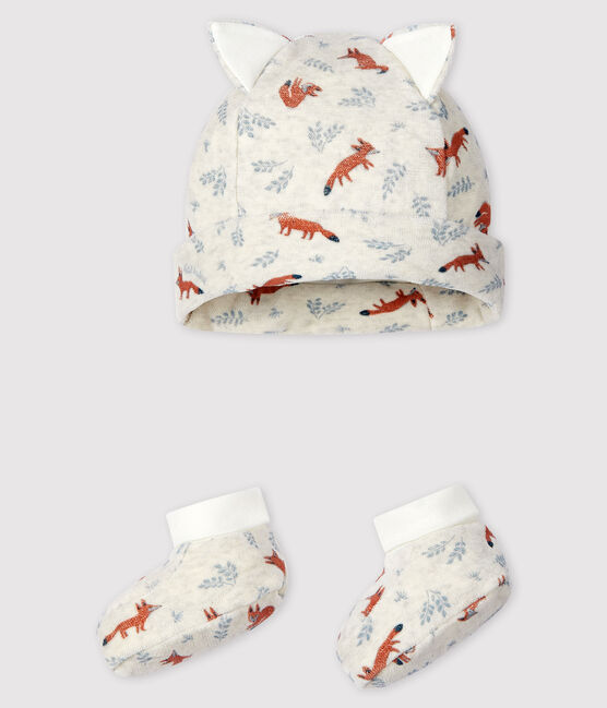 Baby Boys' Velour Fox Bonnet and Bootees Set MONTELIMAR beige/MULTICO white