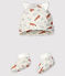 Baby Boys' Velour Fox Bonnet and Bootees Set MONTELIMAR beige/MULTICO white