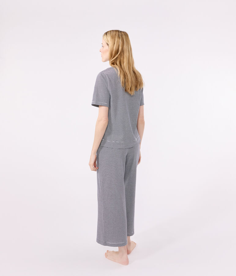 Women's Pinstriped Cotton Pyjamas blue/white