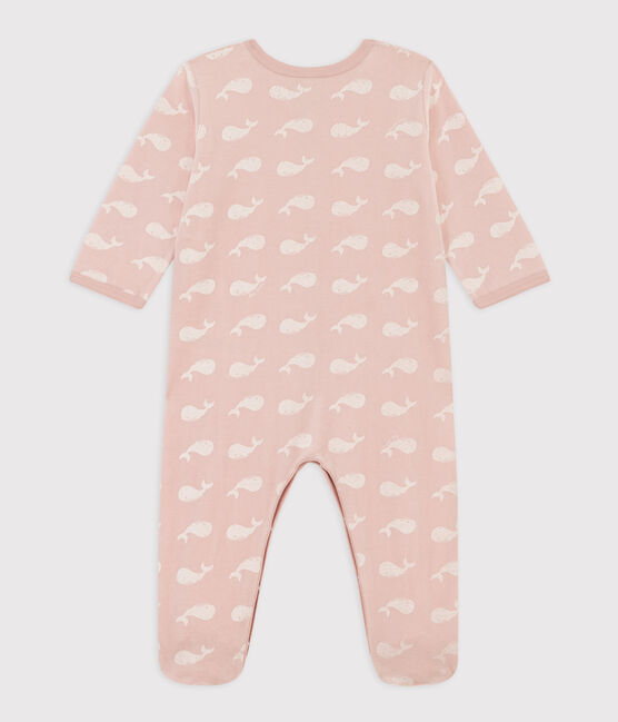 Velour Pink Whale Sleepsuit SALINE /MARSHMALLOW