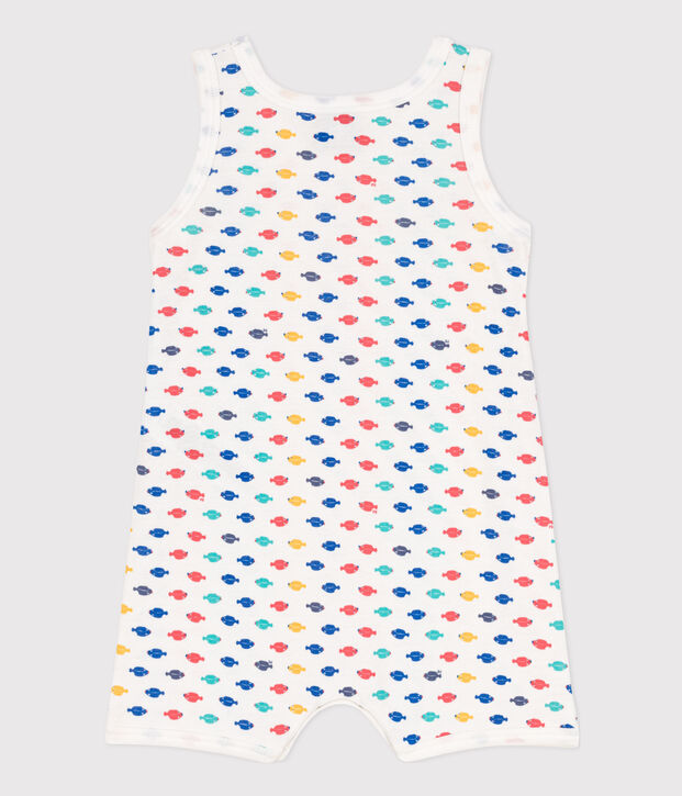 Babies' Cotton Marine Animals Playsuit white/multicolor