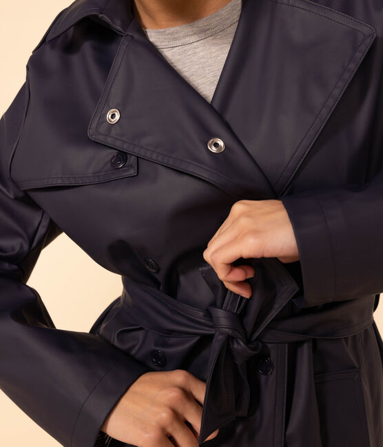 Women's Hooded Trench Coat SMOKING blue