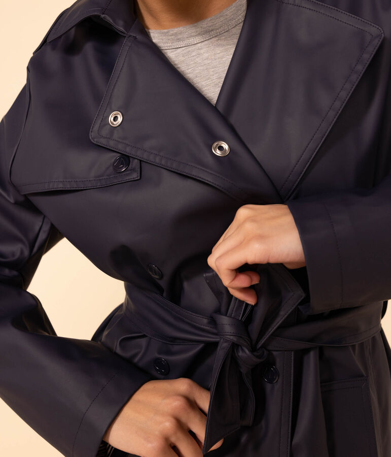 Women's Hooded Trench Coat blue