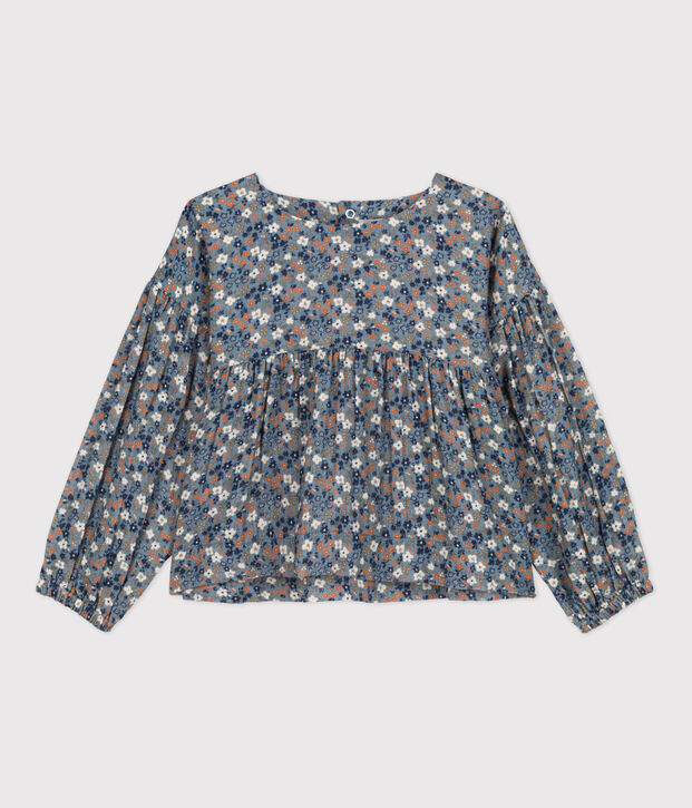 Girls' Patterned Cotton Gauze Blouse blue/multicolor
