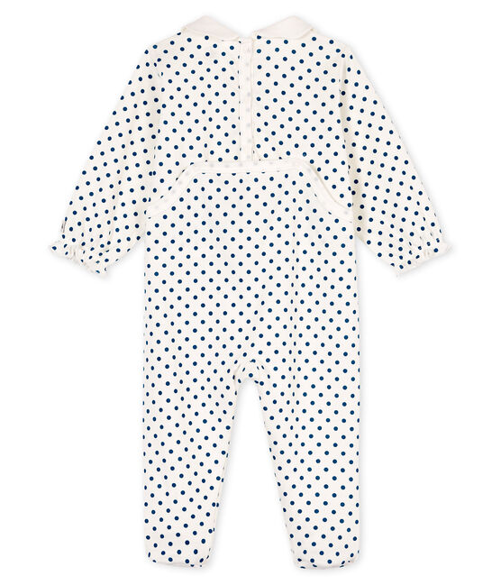 Baby Girls' Ribbed Sleepsuit MARSHMALLOW white/CONTES blue