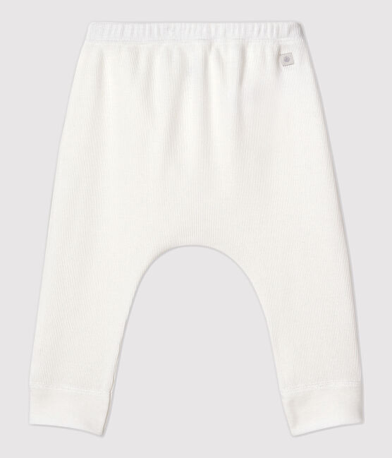 Babies' Organic Cotton 2x2 Rib Knit Leggings MARSHMALLOW white