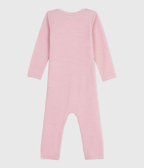 Babies' long-leg wool and cotton body JOLI pink