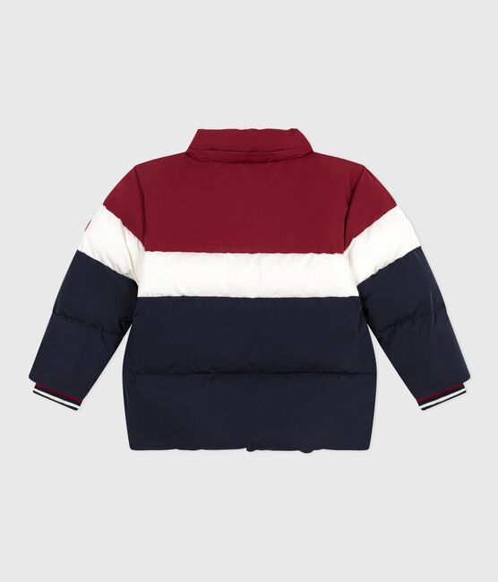 Children's plain colourblock puffer jacket SMOKING blue/MULTICO white