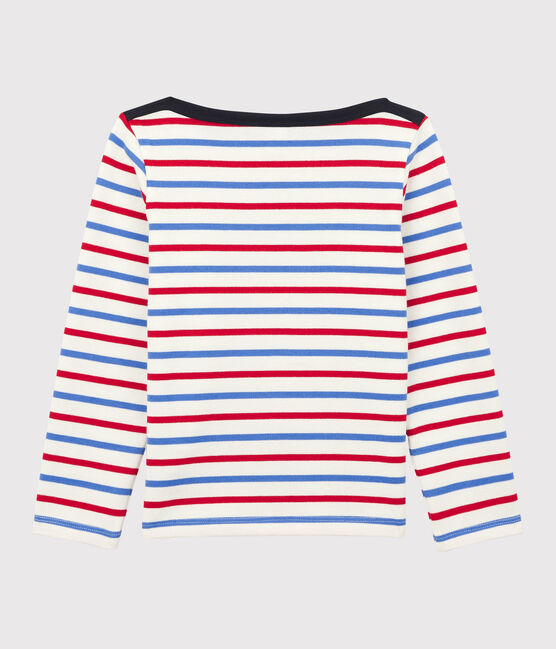 Children's Unisex Striped Cotton Top MARSHMALLOW white/BRASIER red/PEPS blue