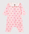 Baby girls' footless bodyjama in printed 1x1 rib knit VIENNE pink/MULTICO white