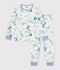 Children's pyjamas in fleece with a dragon print white/multicolor