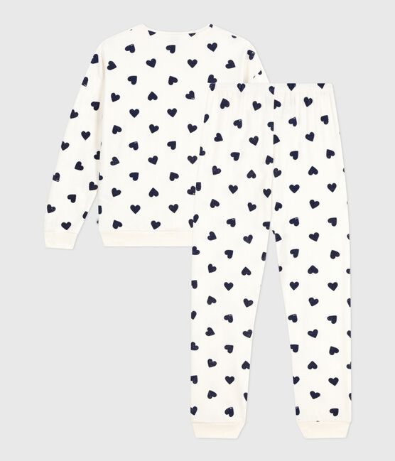 Women's cotton terry pyjamas printed with hearts MILK blue/SOIR