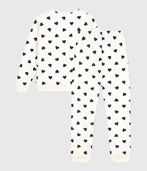 Women's cotton terry pyjamas printed with hearts blue/blue