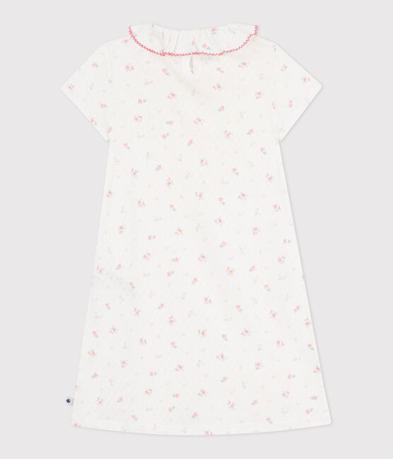 Children's floral print openwork cotton nightdress MARSHMALLOW white/MULTICO white