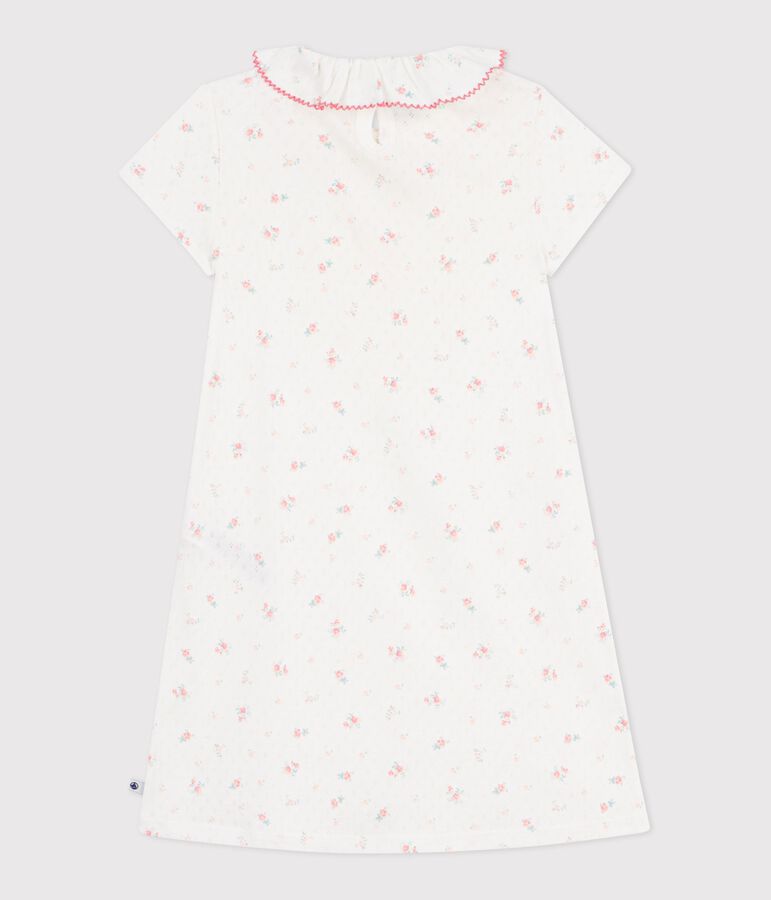 Children's floral print openwork cotton nightdress white/multicolor