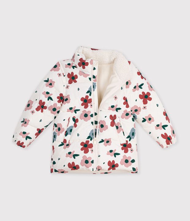 Children's floral pattern puffer jacket Ecru/multicolor