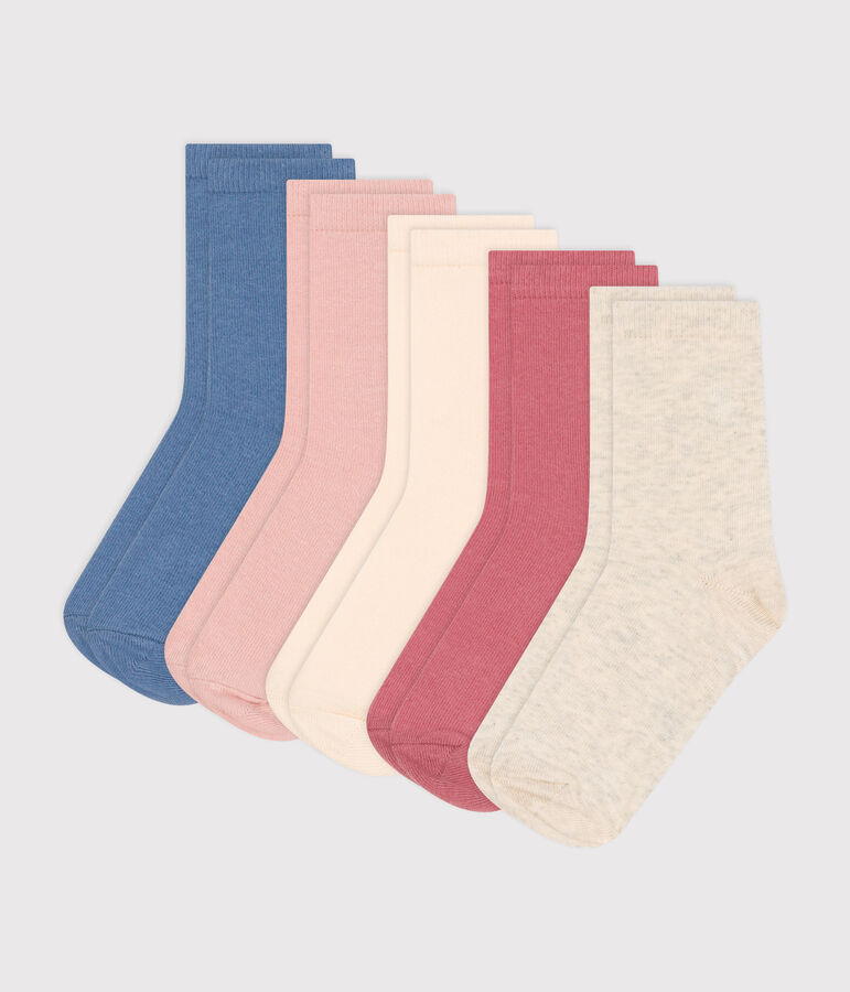 Children's plain cotton socks - 5-pack multicolor