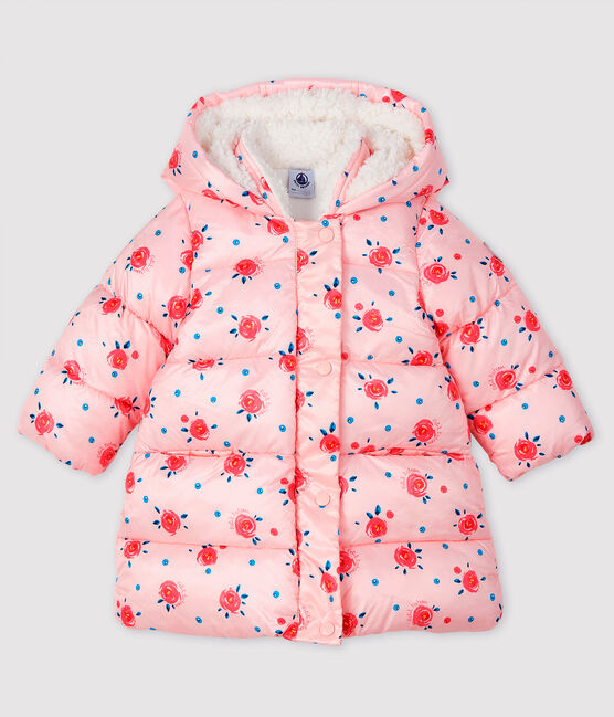 Baby girl's quilted puffer jacket MINOIS pink/MULTICO white