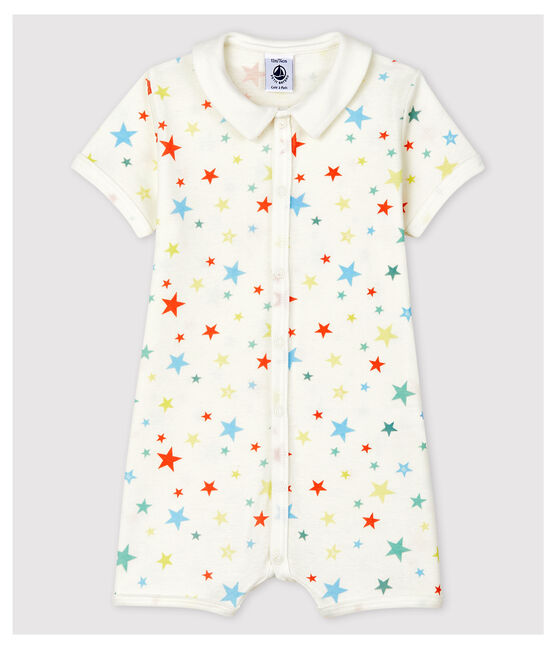 Multicoloured Starry Organic Cotton Playsuit MARSHMALLOW white/MULTICO white