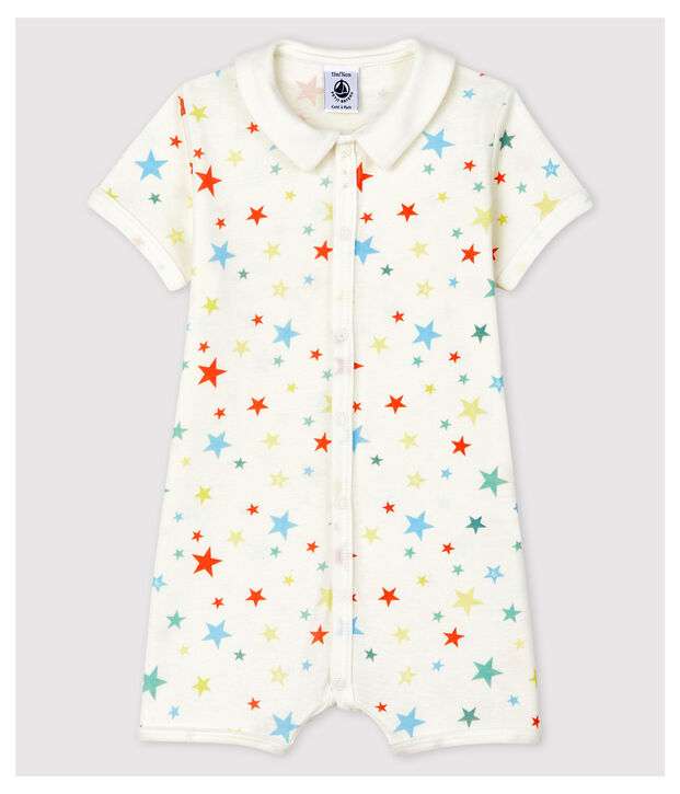 Multicoloured Starry Organic Cotton Playsuit white/multicolor