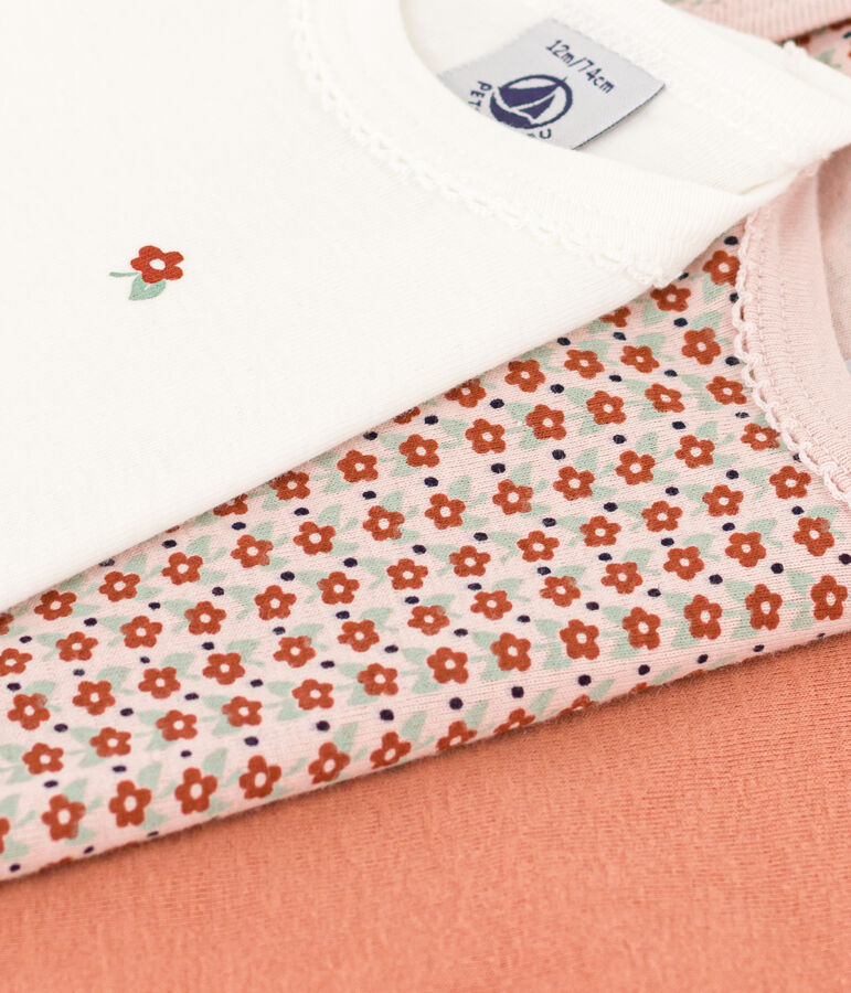 Babies' Floral Long-Sleeved Cotton Bodysuits - 3-Pack multicolor