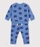 Babies' sweatshirt and trousers set in animal-themed printed cotton blue/multicolor