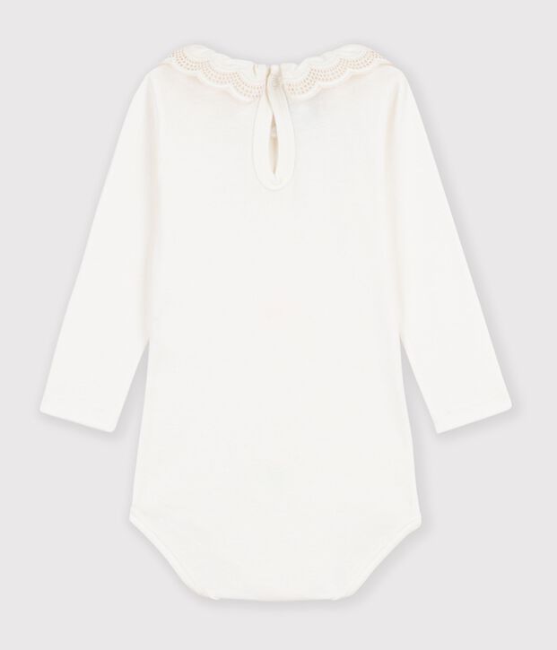 Babies' plain cotton body with a collar white