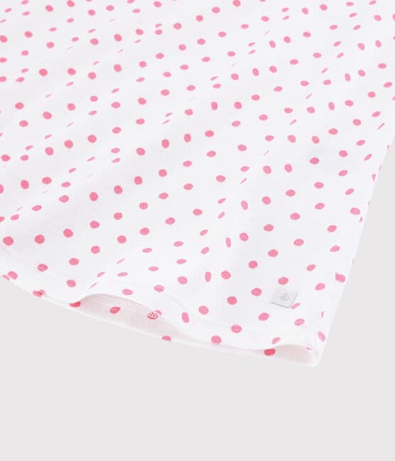 Girls'/Women's Pink Spotty Cotton Nightdress MARSHMALLOW white/GRETEL pink