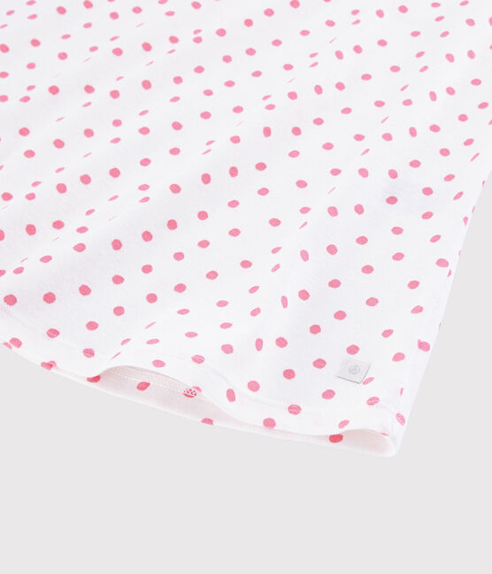 Girls'/Women's Pink Spotty Cotton Nightdress MARSHMALLOW white/GRETEL pink