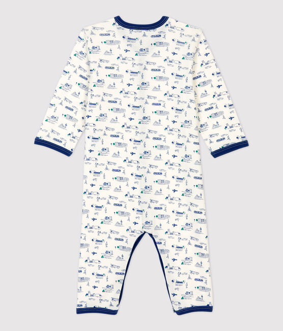 Babies' Footless Transport Patterned Cotton Sleepsuit MARSHMALLOW white/MULTICO white