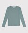 Women's long-sleeved stripy cotton T-shirt green/white