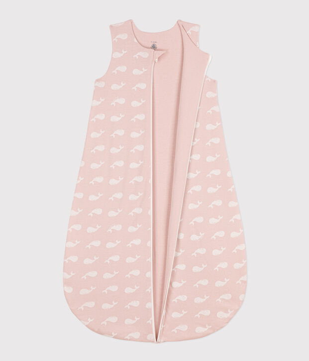 Pink whale 2 TOG cotton sleeping bag pink/white
