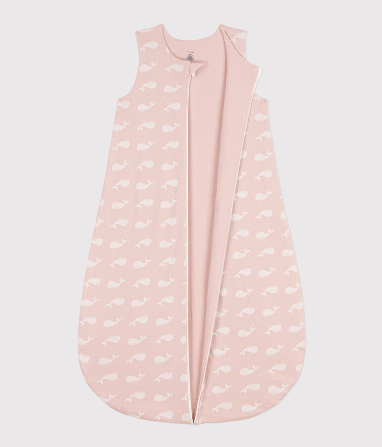 Pink whale 2 TOG cotton sleeping bag pink/white