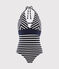Women's 2-Piece Stripy Swimsuit SMOKING blue/MARSHMALLOW white
