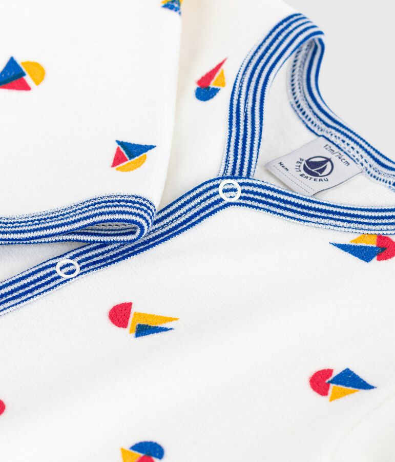 Babies' velour pyjama suit white/multicolor