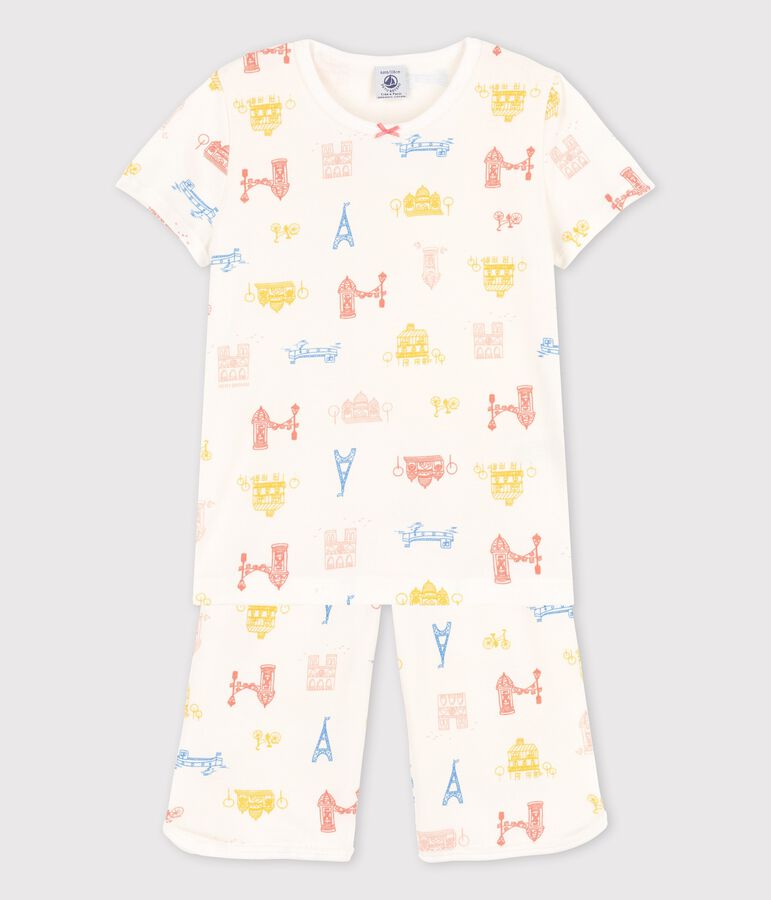 Girls' Paris Cotton Short Pyjamas white/multicolor